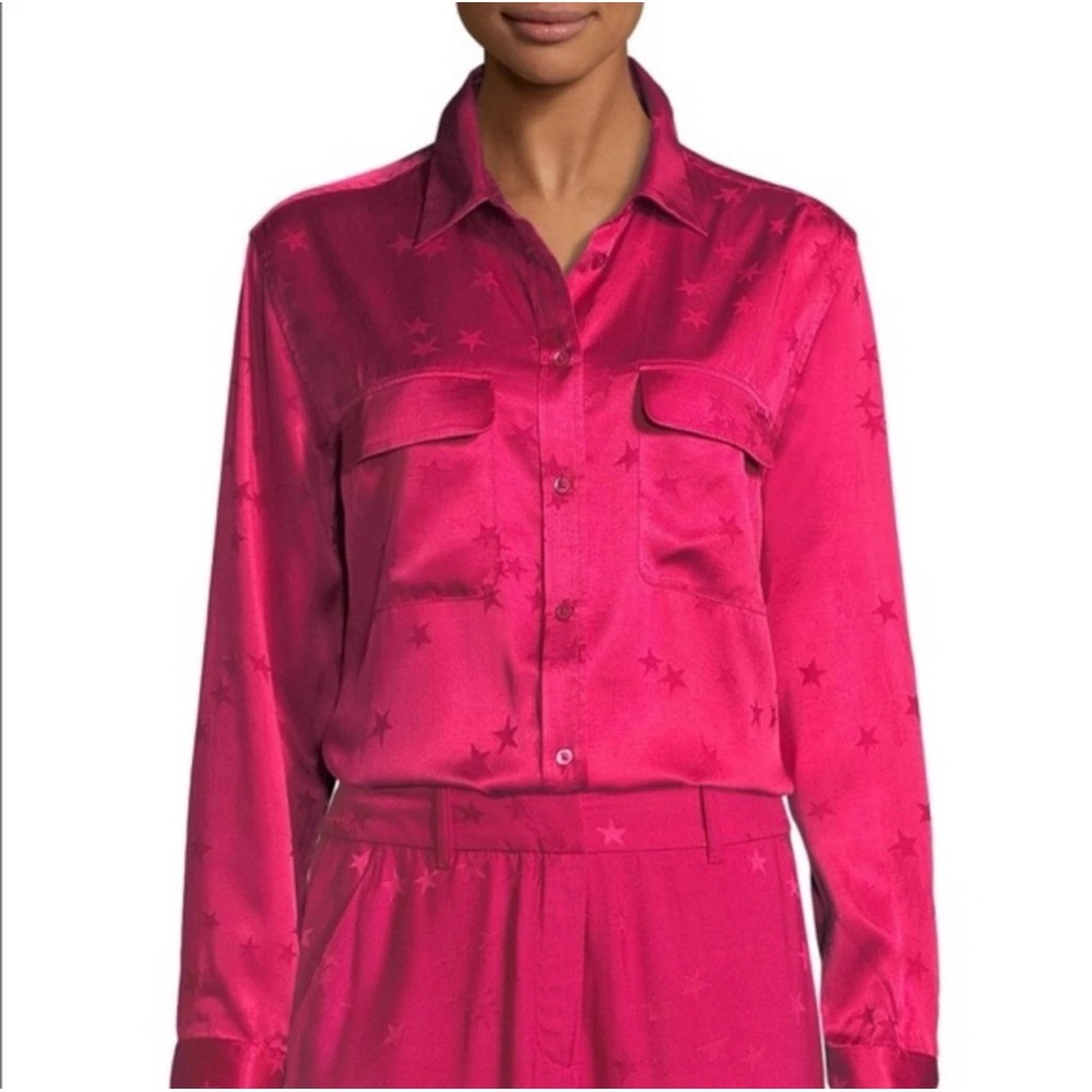 Equipment X Tabitha Simmons satin star print button up shirt Size L